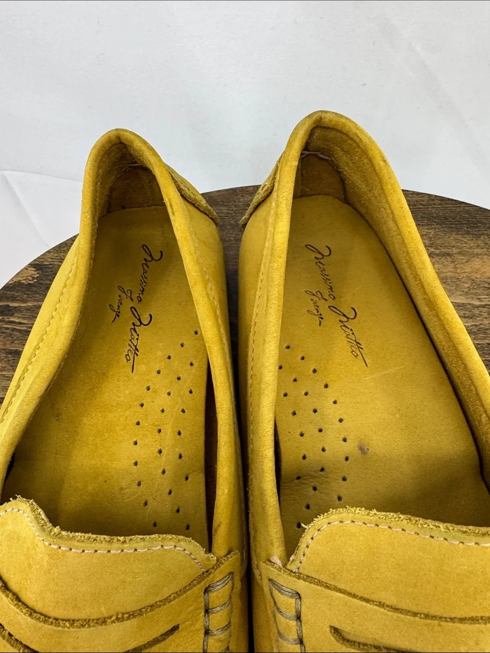 Massimo Matteo Firenze Womens Yellow Leather Driving Mocs Penny Loafers, 7